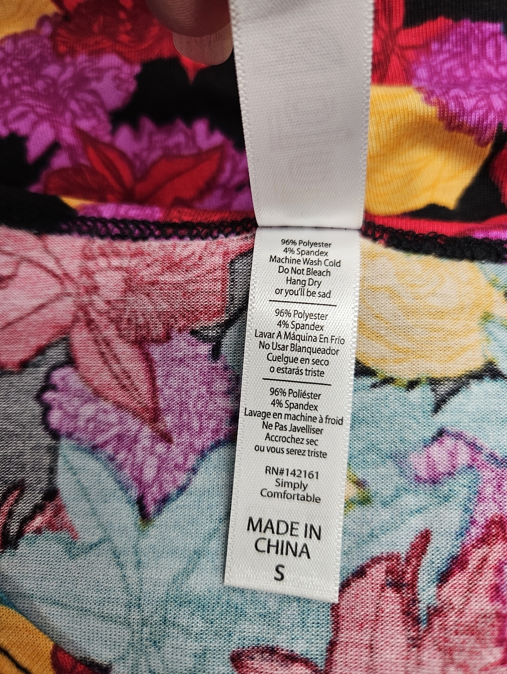 LuLaRoe Perfect T Shirt Floral Scoop Neck Tunic Black Turquoise Pink Red Small - Picture 5 of 6